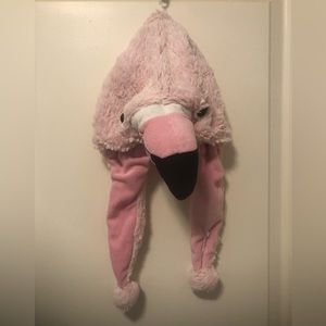 Dolibu Kids Pink Flamingo Fleece Lined Animal Beanie. EC One Size Fits Most